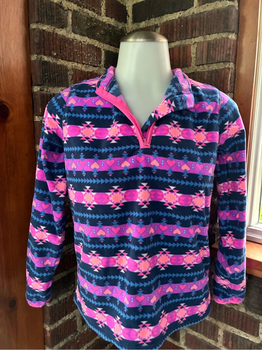 OshKosh B'gosh Pink and Navy Quarter-Zip Fleece Pullover